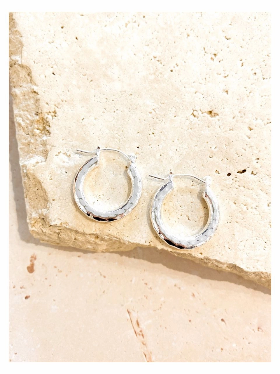 Chloe Hammered Silver Plated Hoop