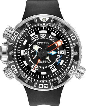 Citizen Men's Eco-Drive Promaster Sea Aqualand Depth Meter Watch in Stainless Steel with Black Polyurethane strap, Black Dial (Model: BN2029-01E)