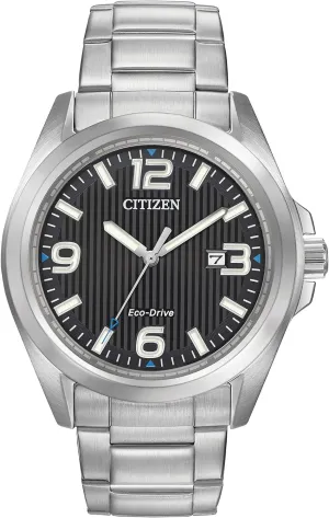 Citizen Men's Eco-Drive Weekender Garrison Field Watch in Stainless Steel, Black Dial (Model: AW1430-86E)