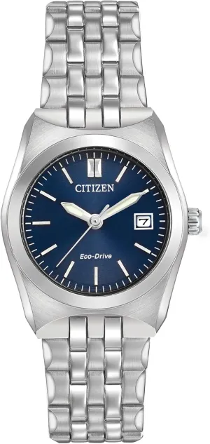 Citizen Women's Eco-Drive Corso Classic Watch in Stainless Steel, Blue Dial (Model: EW2290-54L)