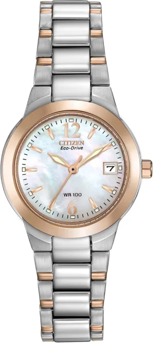 Citizen Women's Eco-Drive Dress Classic Watch in Two-tone Stainless Steel, Mother of Pearl Dial (Model: EW1670-59D)