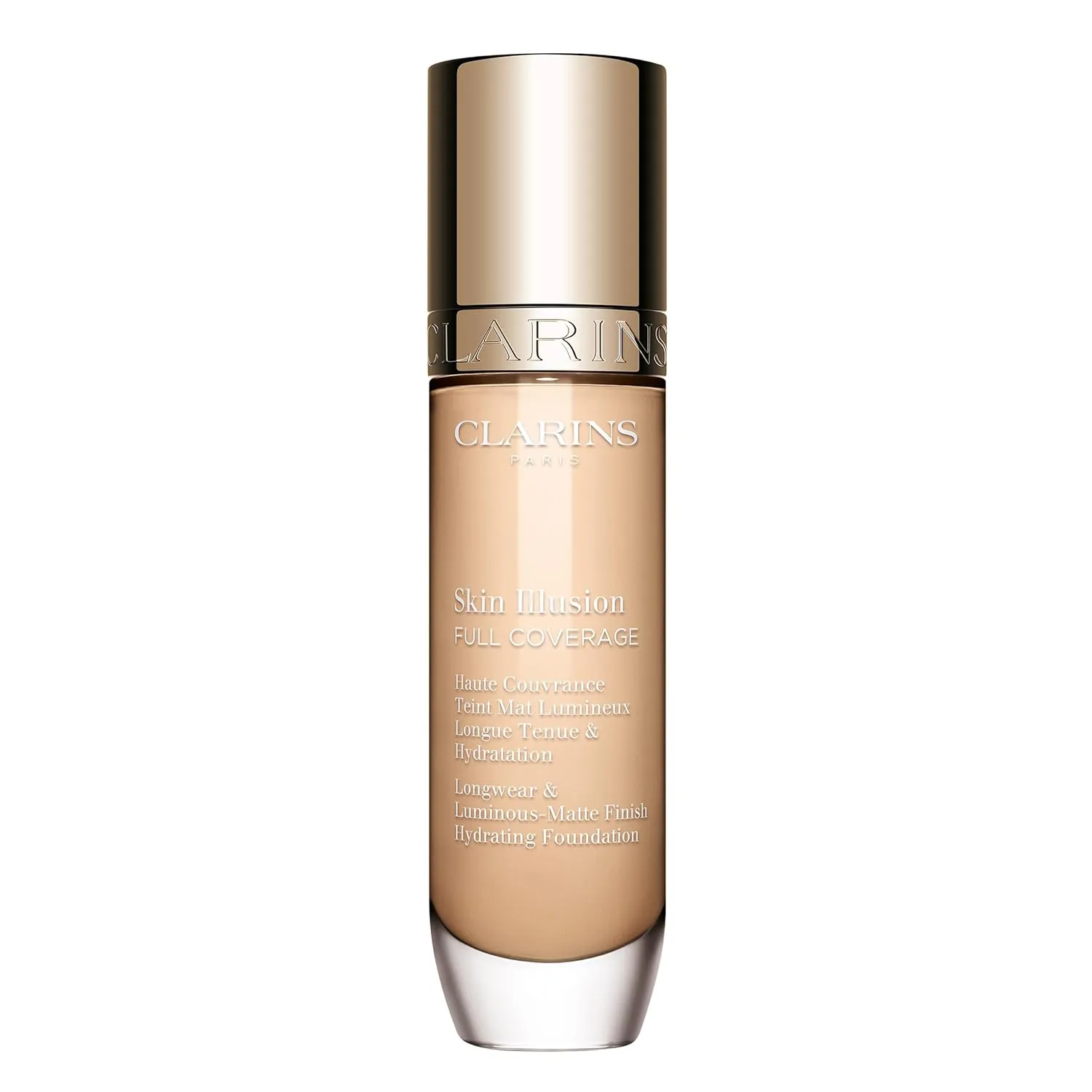 Clarins NEW Skin Illusion Longwear Full Coverage Foundation | Luminous Matte Finish | 24H* Hold and 24H** Hydration | Natural Looking Complexion | Transfer Proof, Sweat Proof and Smudge Proof
