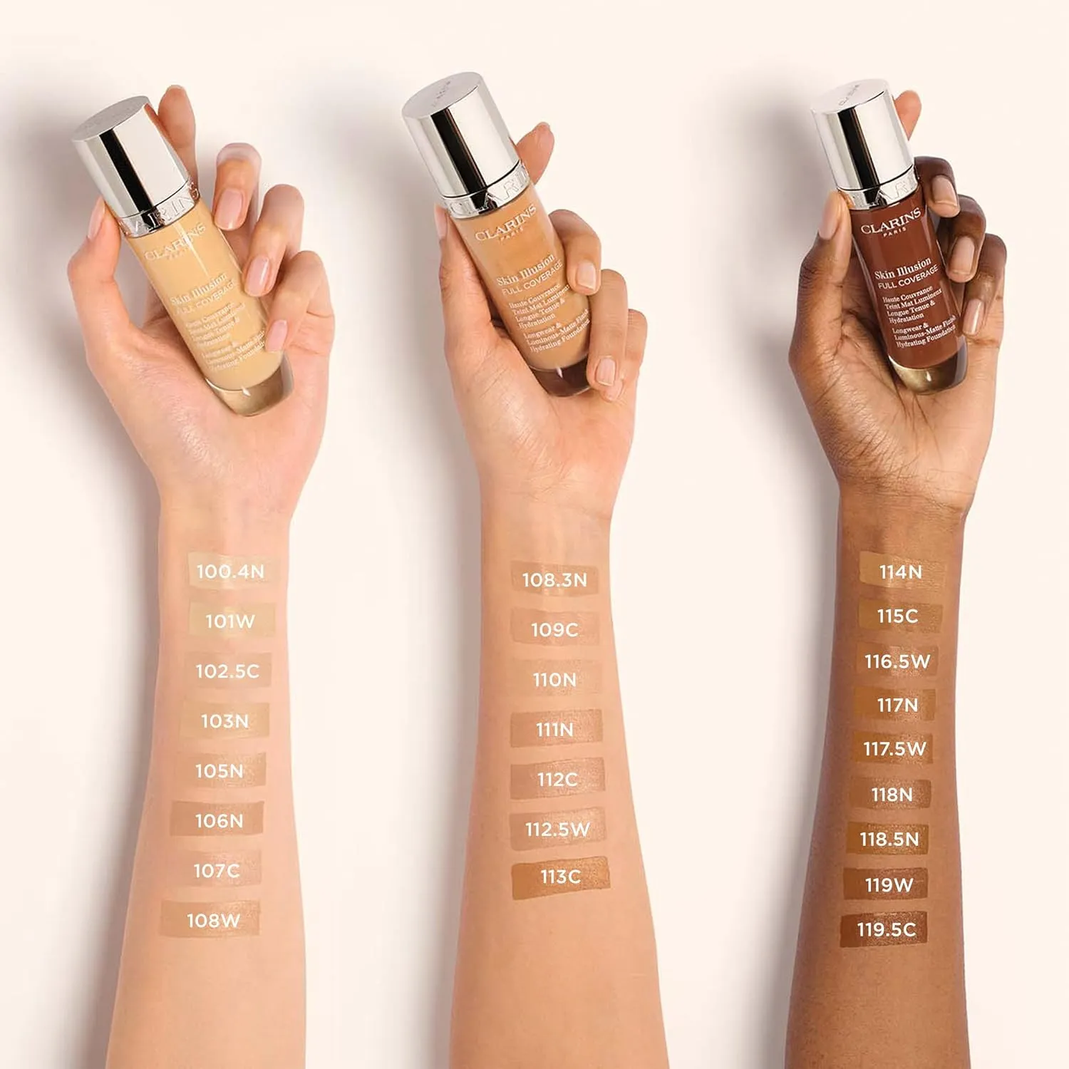 Clarins NEW Skin Illusion Longwear Full Coverage Foundation | Luminous Matte Finish | 24H* Hold and 24H** Hydration | Natural Looking Complexion | Transfer Proof, Sweat Proof and Smudge Proof