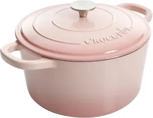 Crock-Pot Artisan Round Enameled Cast Iron Dutch Oven, 7-Quart, Blush Pink