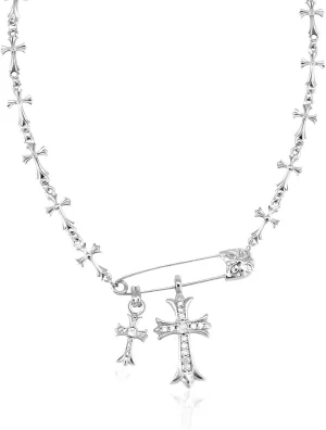 Cross Necklaces for Women, Paperclip Choker Necklace Silver Cross Cubic Zirconia Pendant Necklace, Faith Cross Necklaces Jewelry for Women Men
