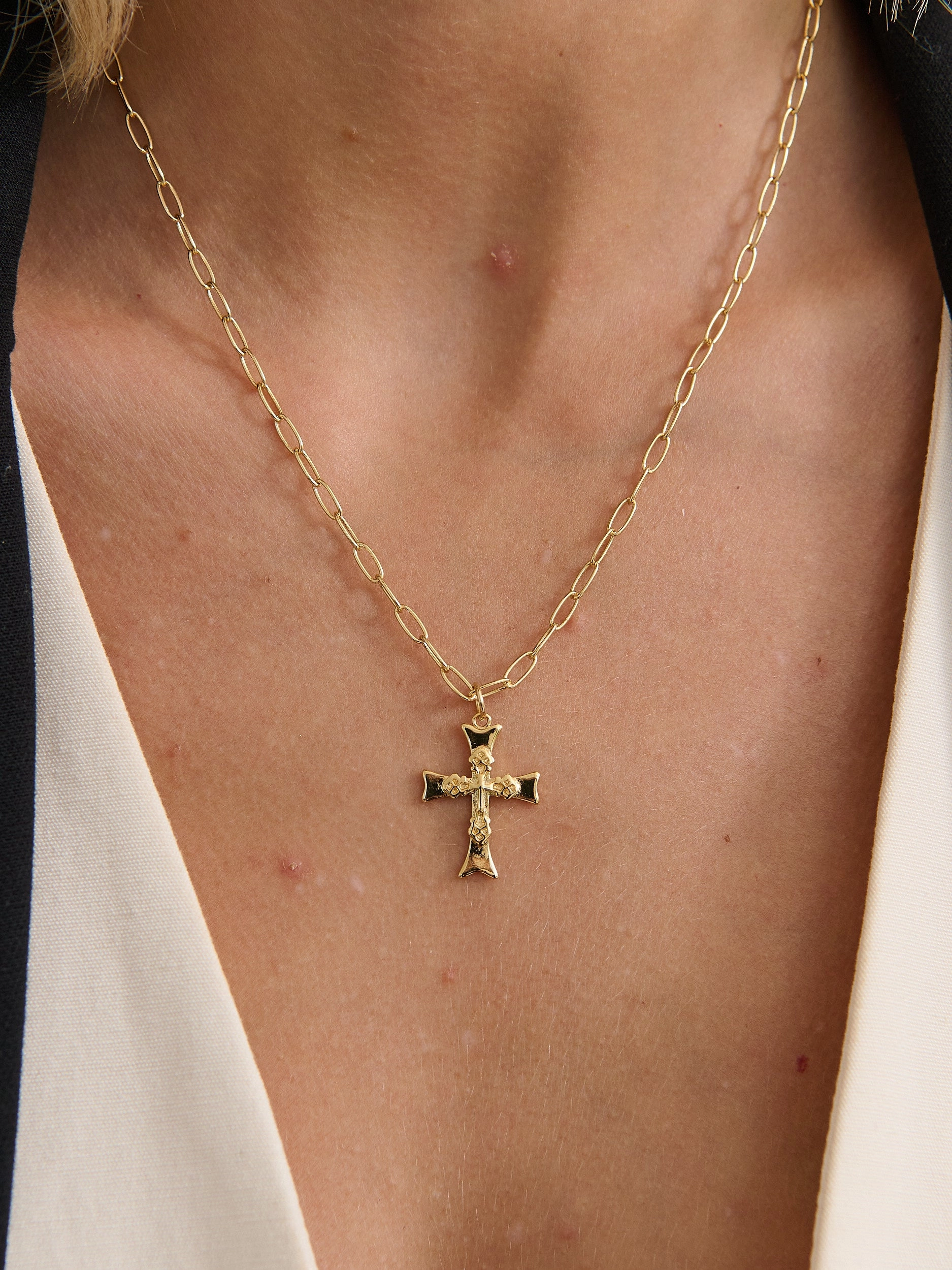 Cross Charm 18K Gold Plated Necklace