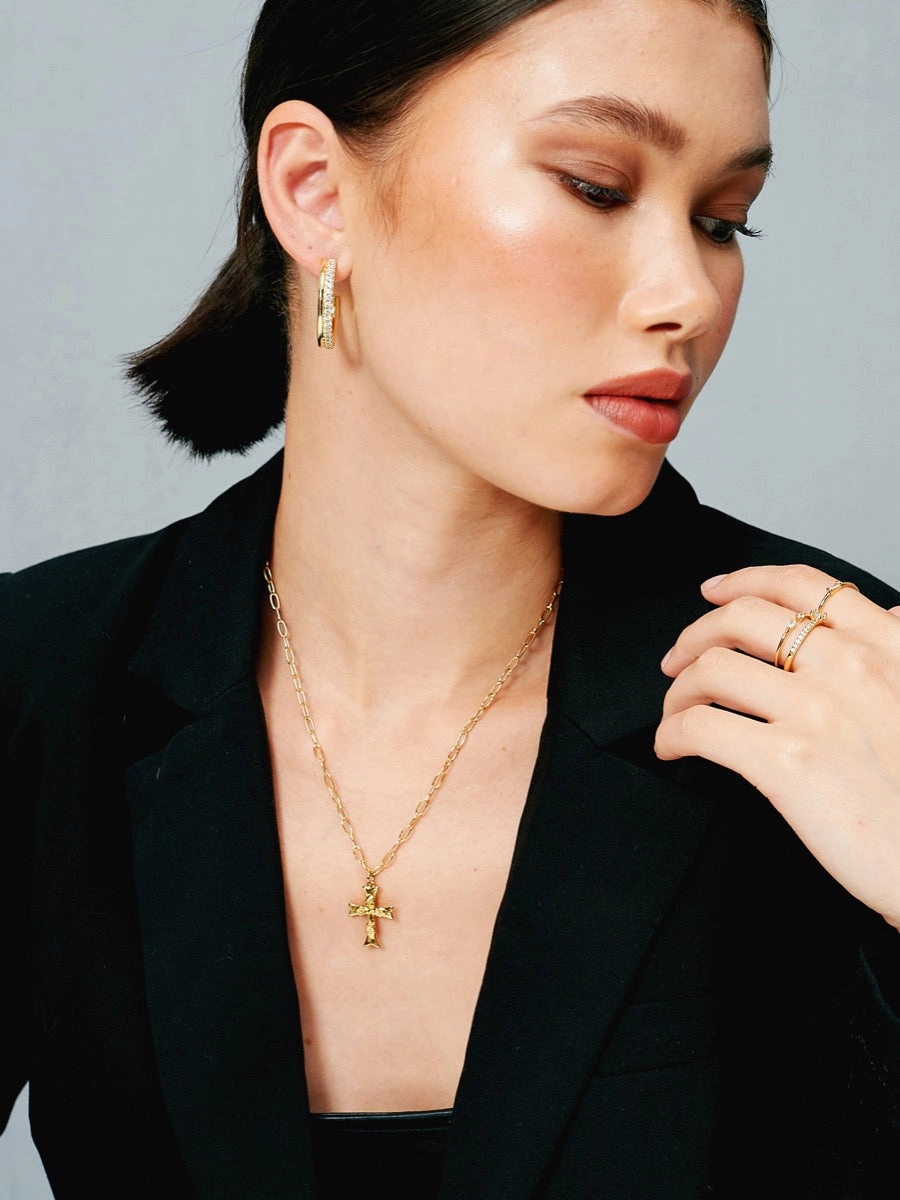 Cross Charm 18K Gold Plated Necklace