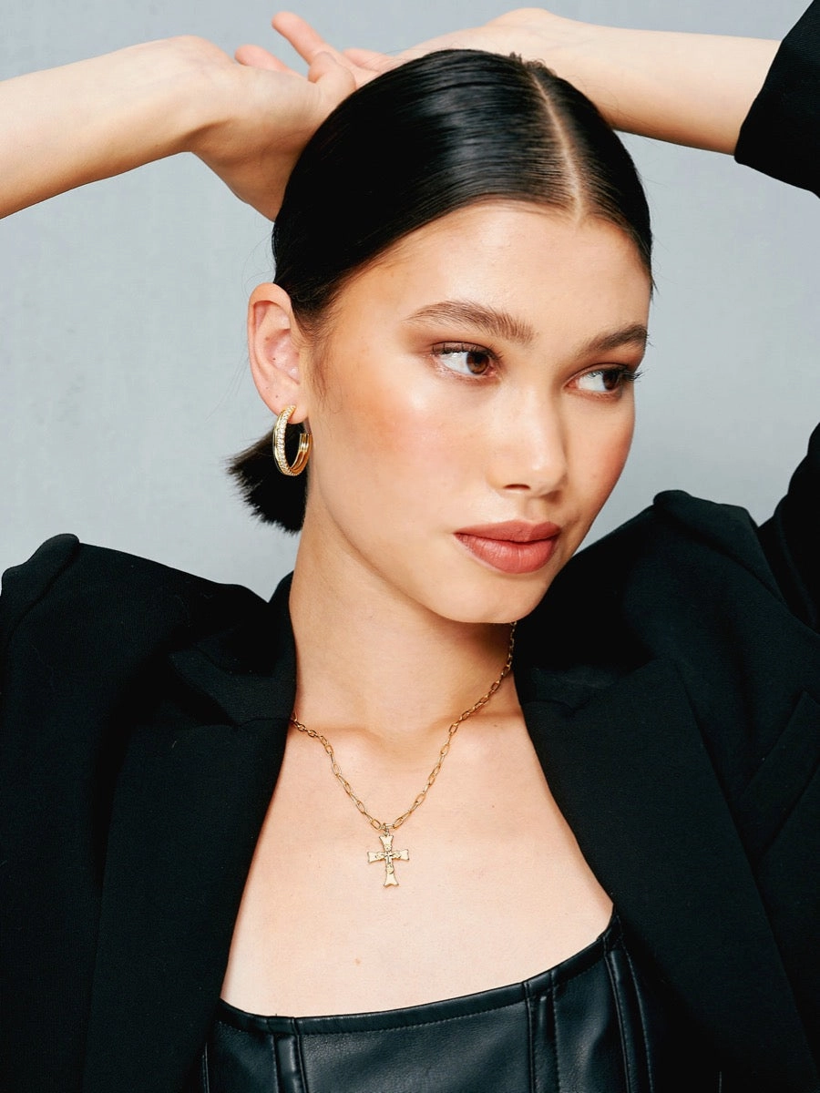 Cross Charm 18K Gold Plated Necklace