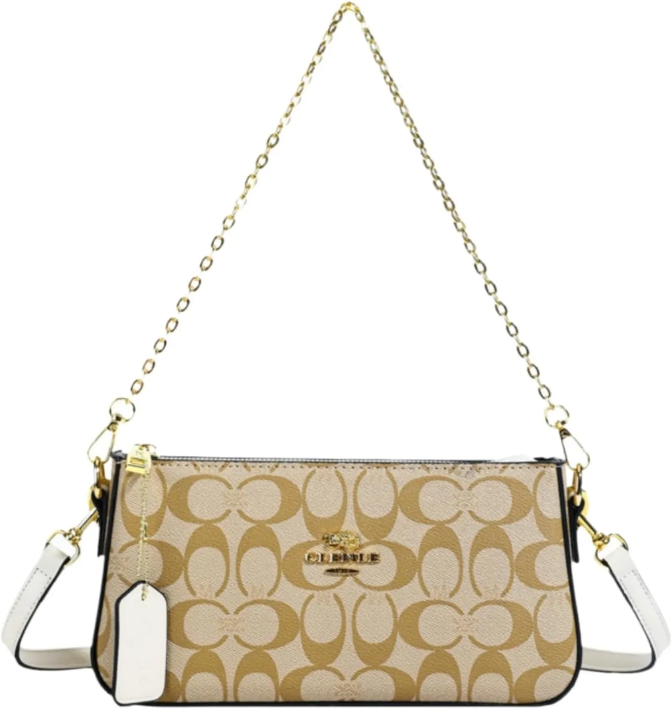Crossbody Bag for Women Crescent Shape Zipper Closure with Gold Chain