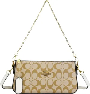 Crossbody Bag for Women Crescent Shape Zipper Closure with Gold Chain