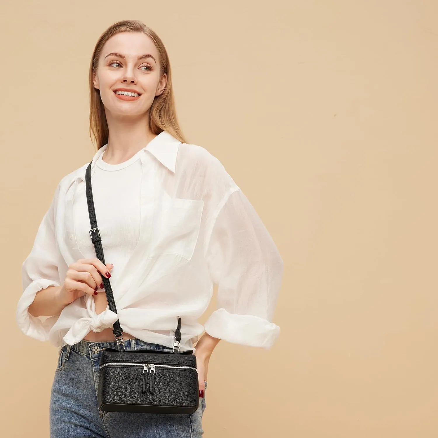 Crossbody Bag for Women, Small Top-Handle Leather Purse Designer Trendy Shoulder Bag Luxury Pouch