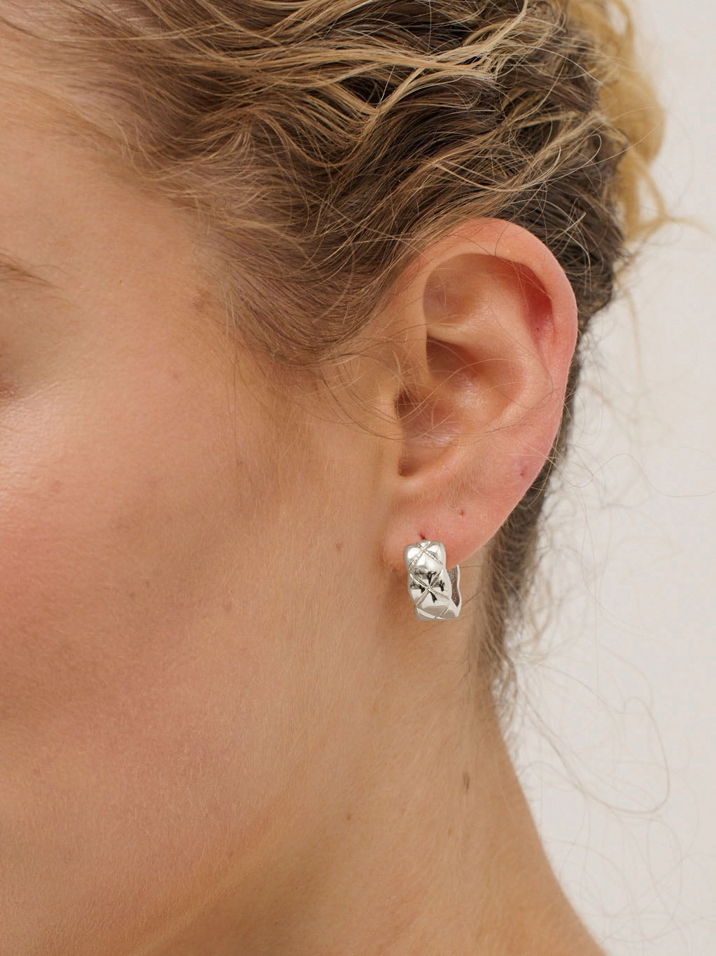 Crush Quilted Sterling Silver Plated Earrings in Medium