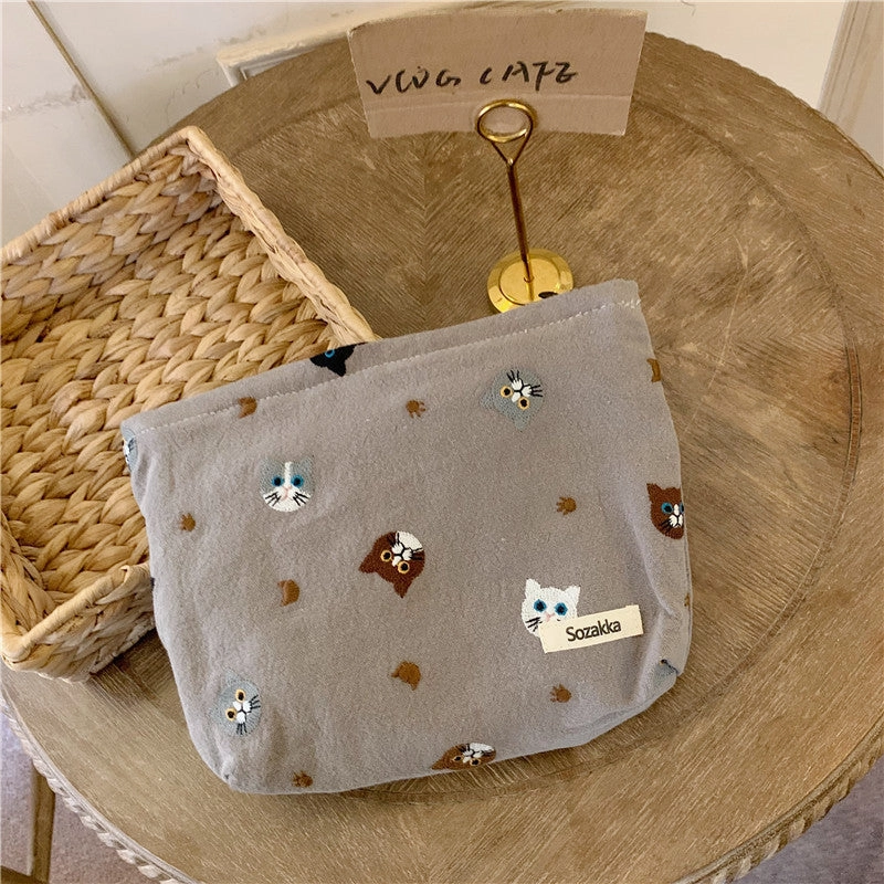 Cute Cotton Linen Cat Mobile Carry-on Handbags