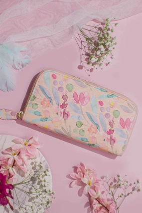 Cynthia Floral Wallet - Peach