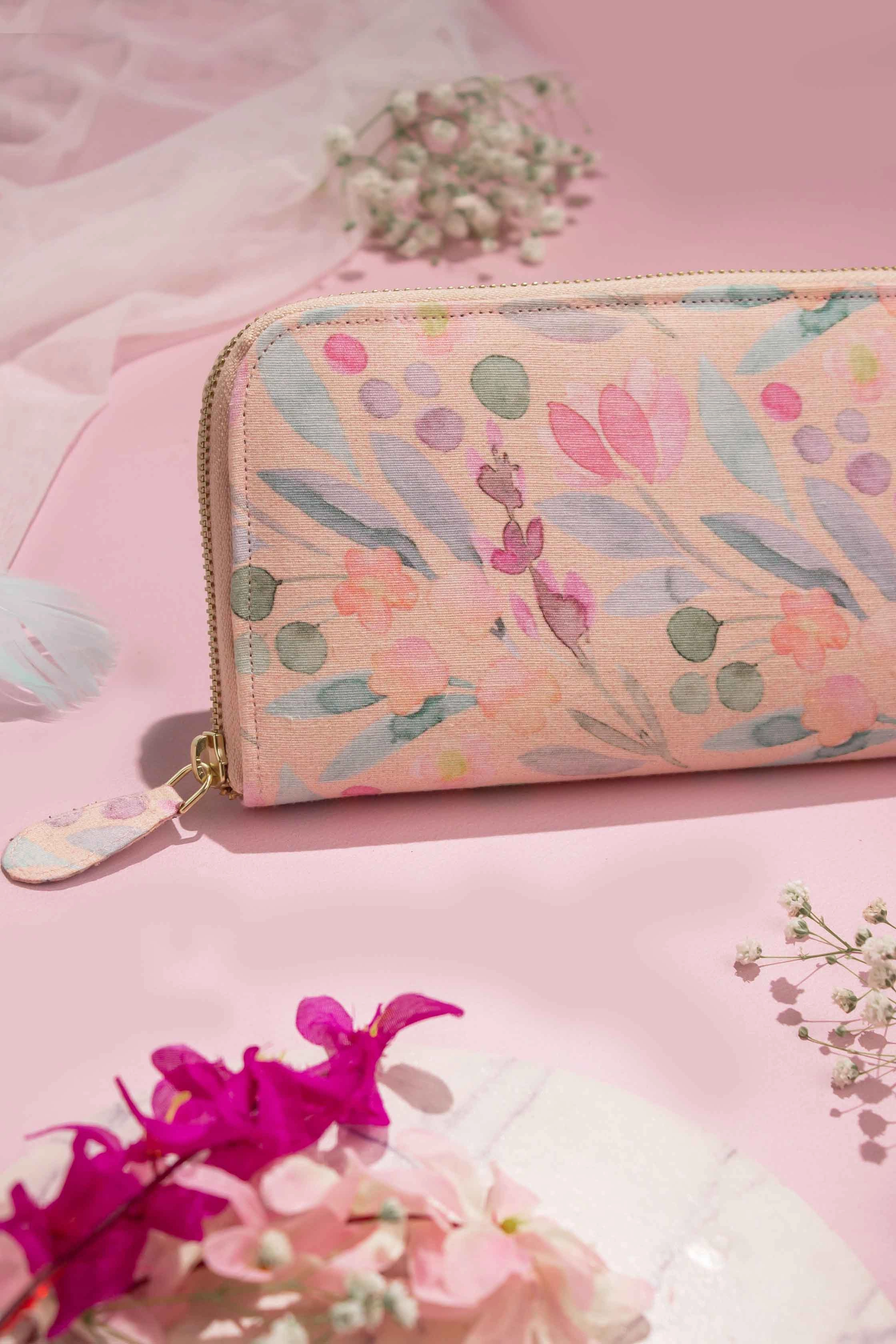 Cynthia Floral Wallet - Peach