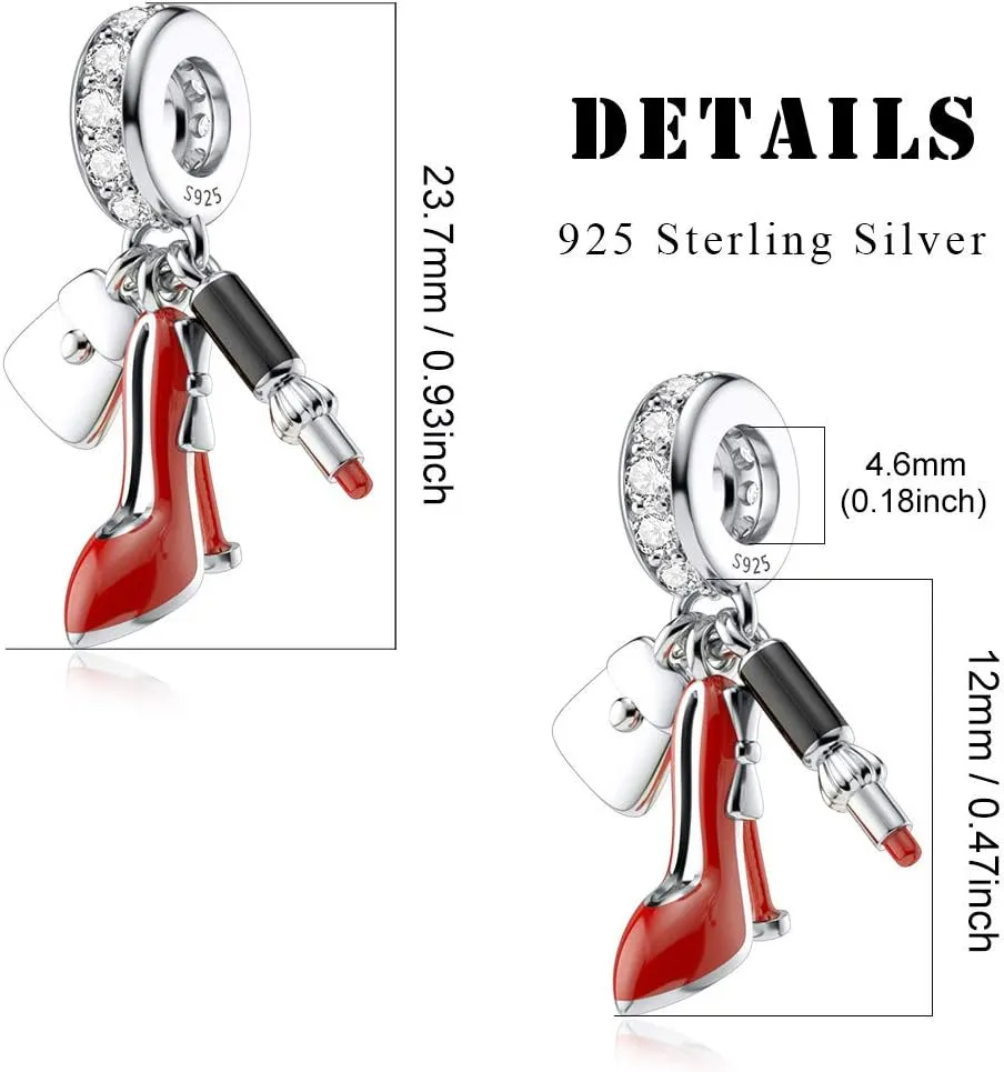DALARAN Christmas Charms for Bracelet Sterling Silver Snowflake Blue CZ Bead Pendant Charm for Women