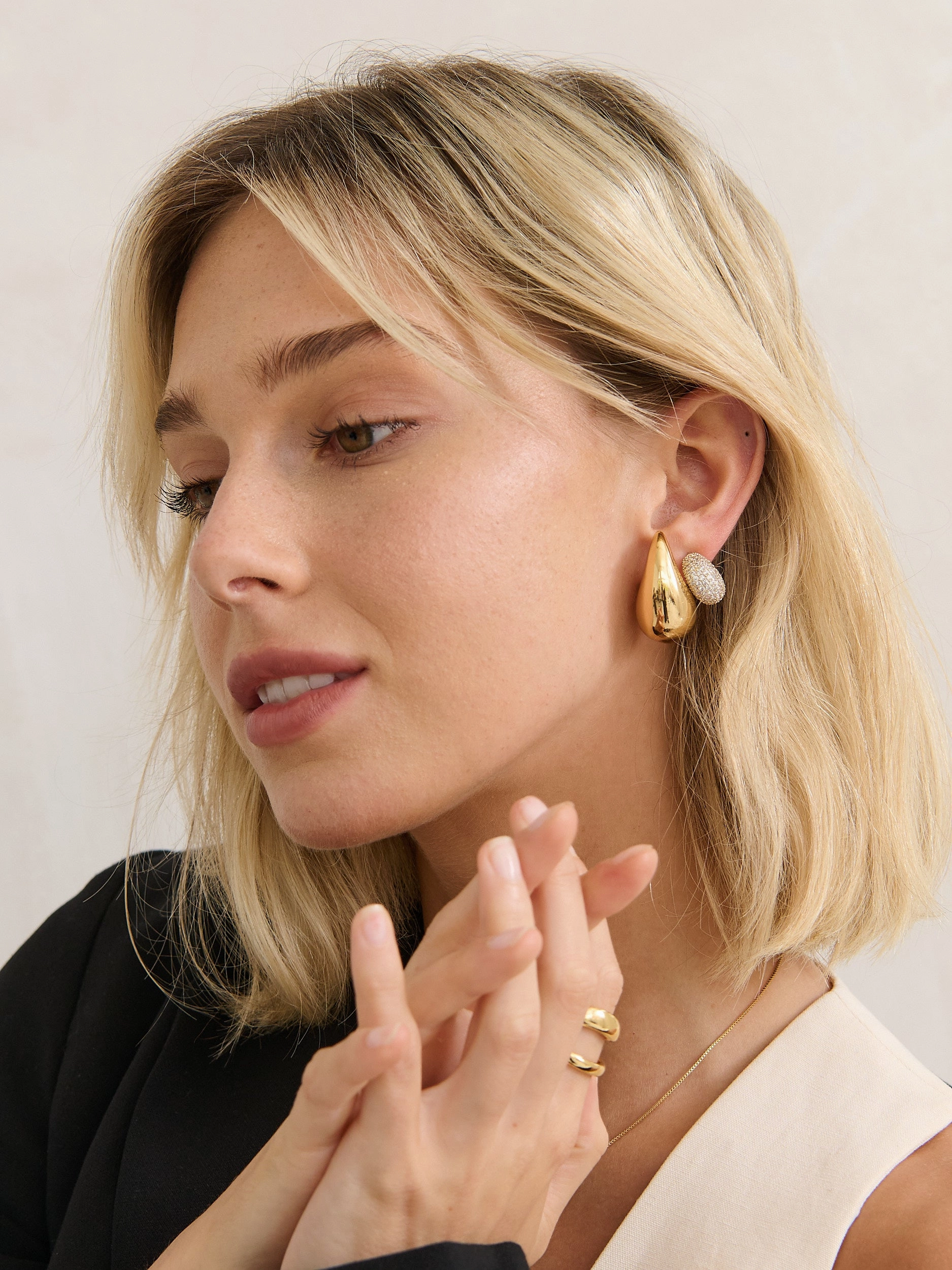 Diamanté Droplet 18K Gold Plated Earrings