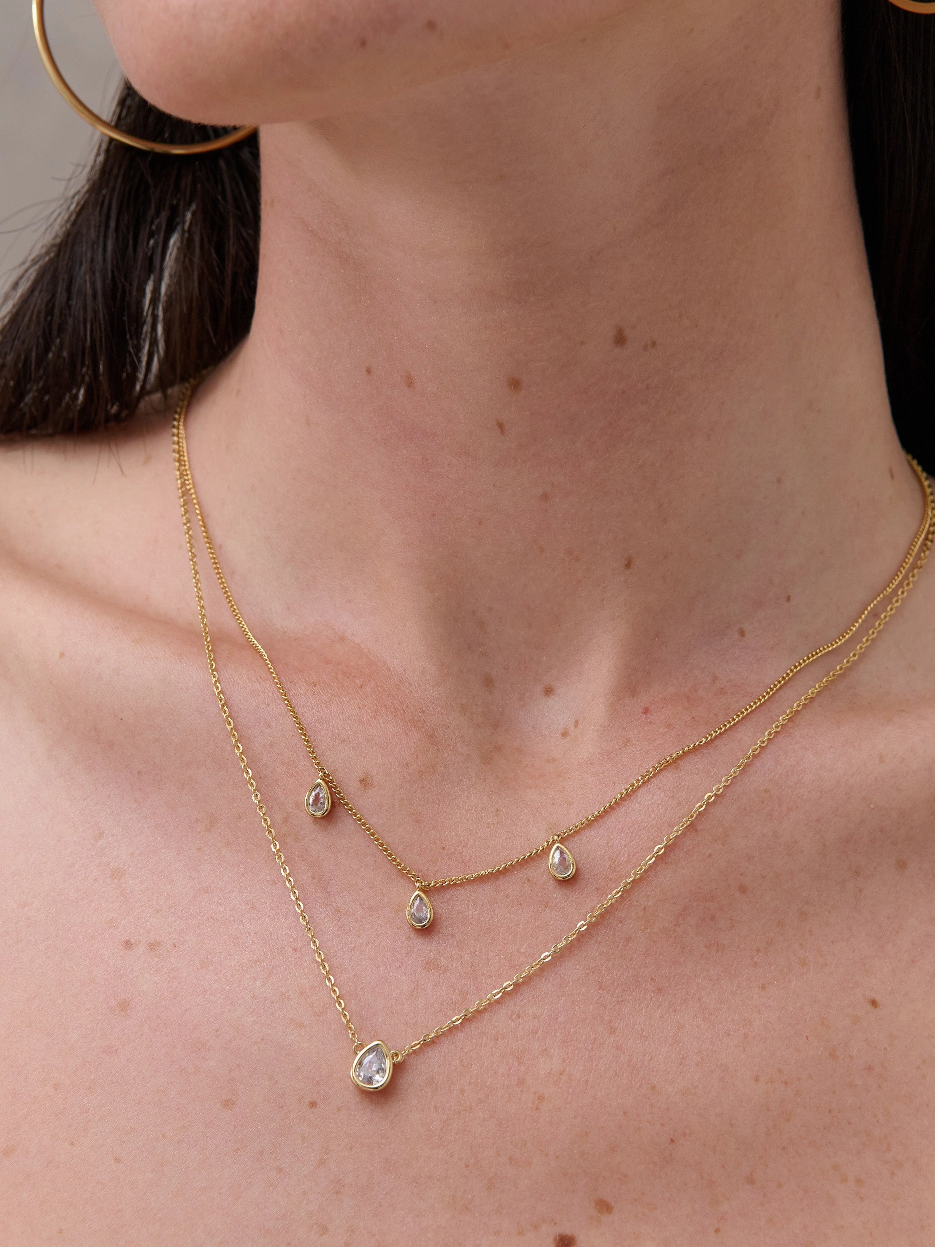 Diamanté Teardrop 18K Gold Plated Necklace