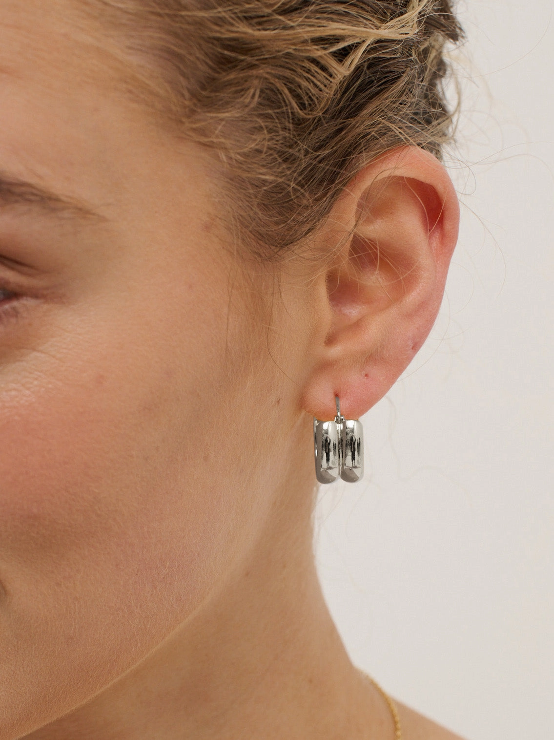 Double Hoop Sterling Silver Plated Earrings