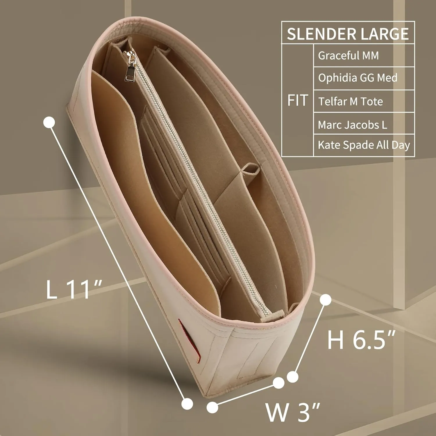Doxo Purse Organizer Insert & Base Shaper, Felt Handbag & Tote Bag Fit LV Graceful PM More(Beige,SM)