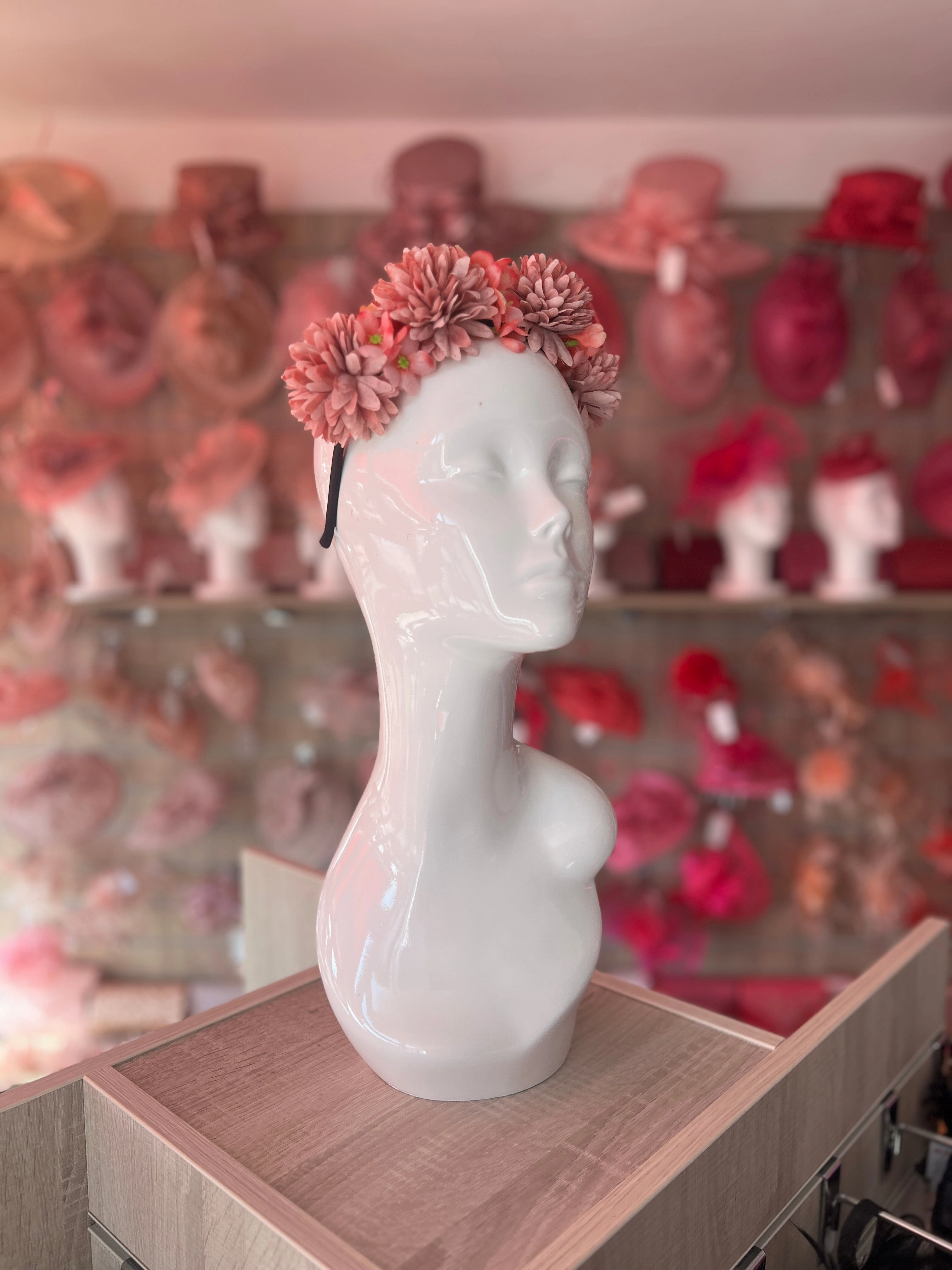 Dusky Pink Dahlia Flower Headband