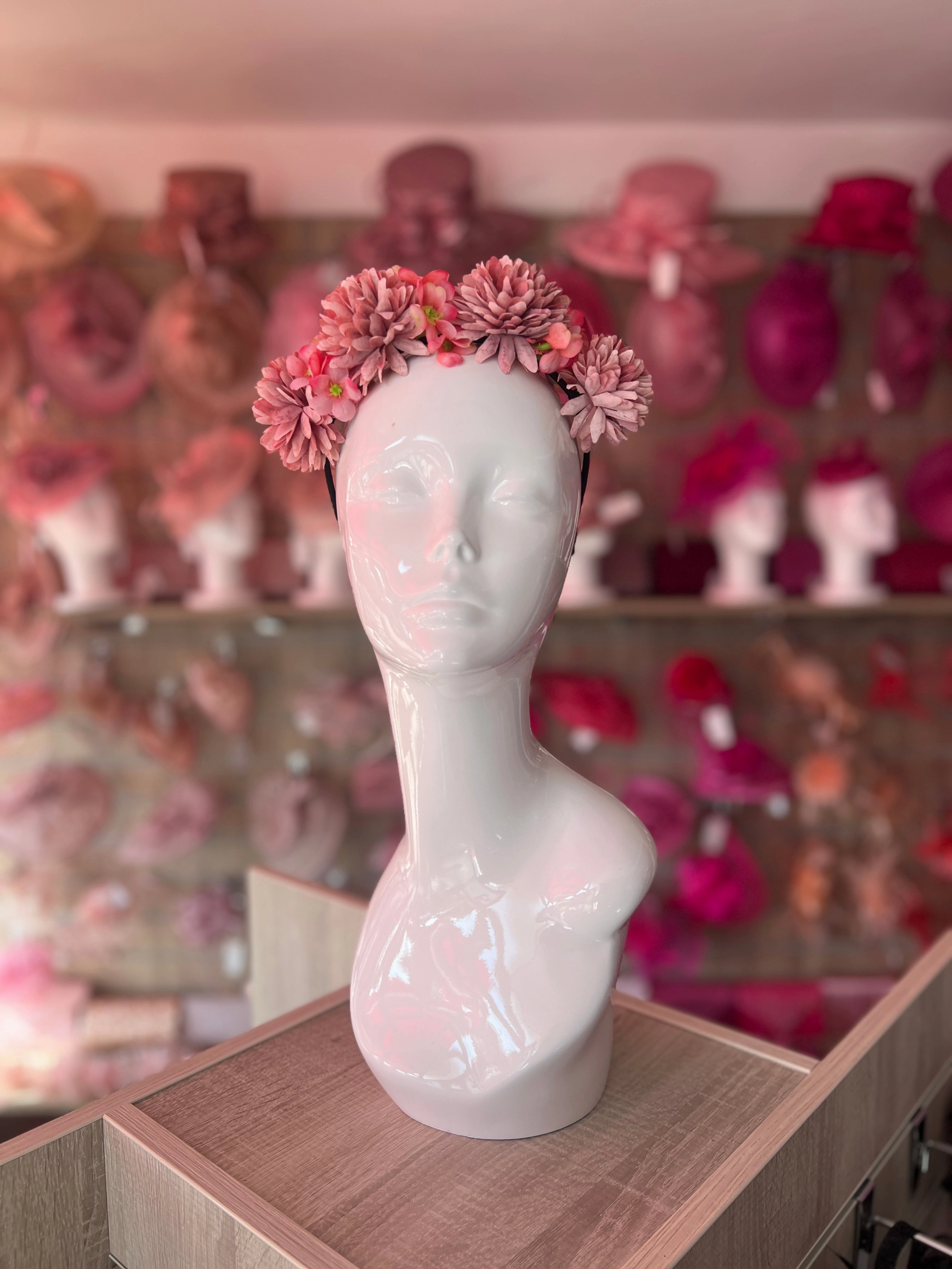 Dusky Pink Dahlia Flower Headband