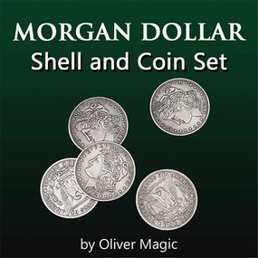 Enjoyer Morgan Dollar Shell and Coin Set (5 Coins   1 Head Shell   1 Tail Shell) Magic Tricks Coins Gimmick Magic Illusions Coin Props