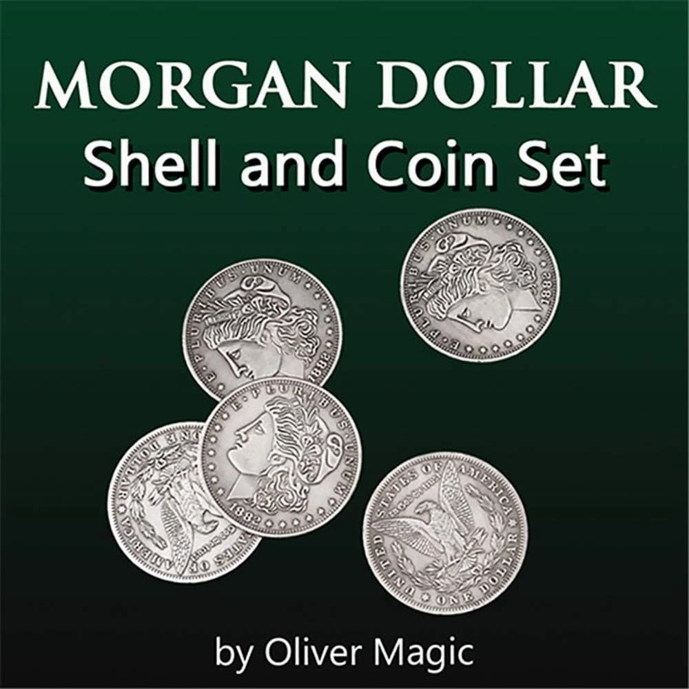 Enjoyer Morgan Dollar Shell and Coin Set (5 Coins   1 Head Shell   1 Tail Shell) Magic Tricks Coins Gimmick Magic Illusions Coin Props