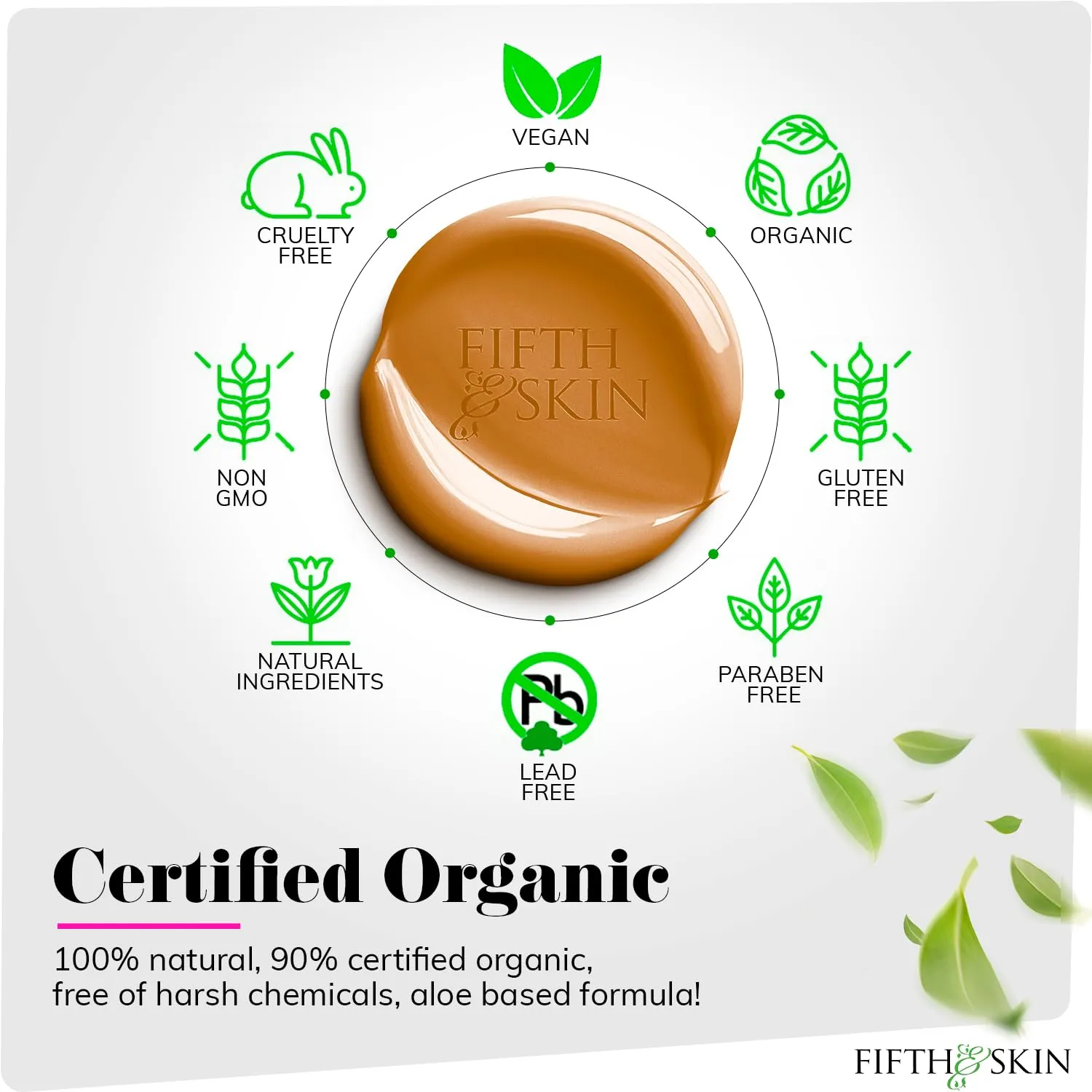 Fifth & Skin: Better’n Ur Skin Liquid Foundation (BRONZE) - Natural, Organic, Vegan, Cruelty-Free - Gluten-Free Beauty with Buildable Coverage and Palm-Free Luxury - 1 oz
