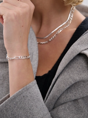 Figaro Chain Silver Plated Bracelet