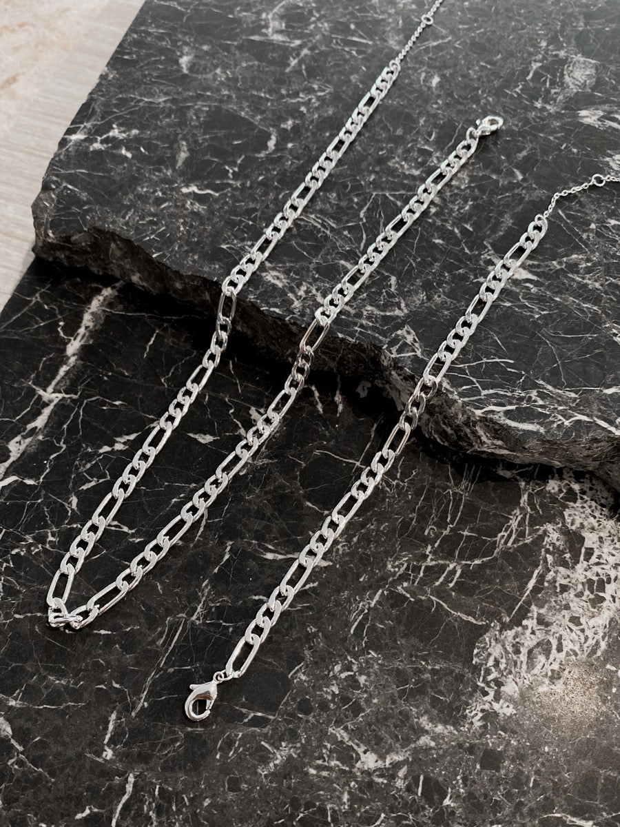 Figaro Chain Silver Plated Bracelet