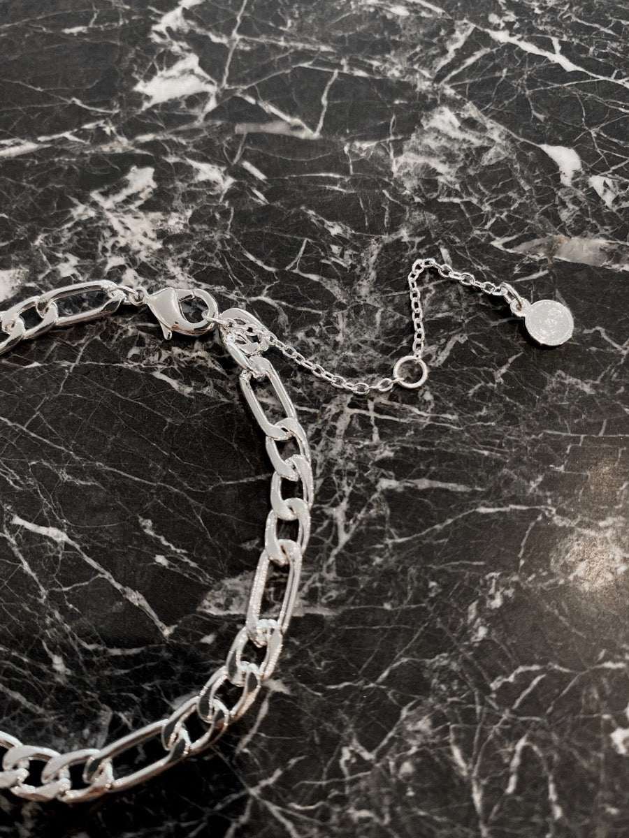 Figaro Chain Silver Plated Bracelet