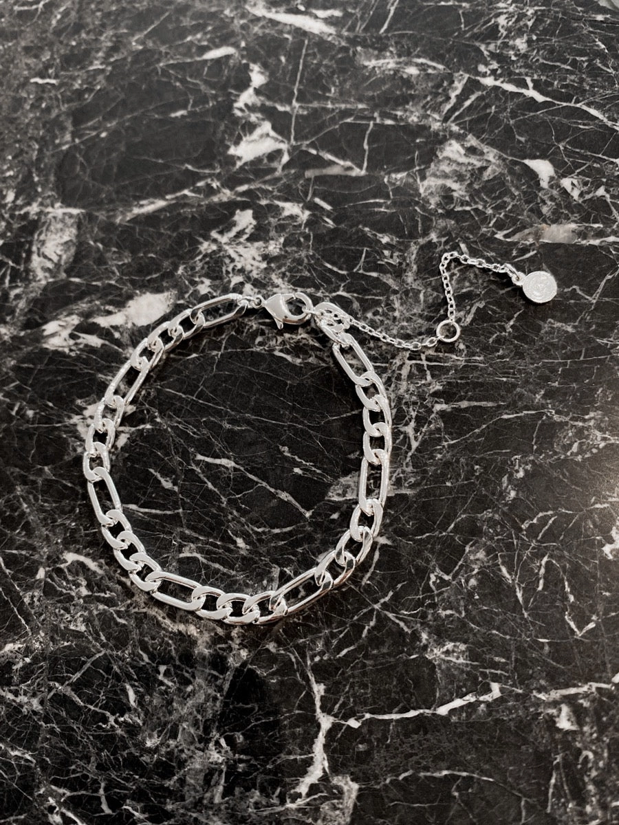 Figaro Chain Silver Plated Bracelet