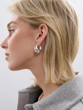 Forte Hoop Sterling Silver Plated Earrings