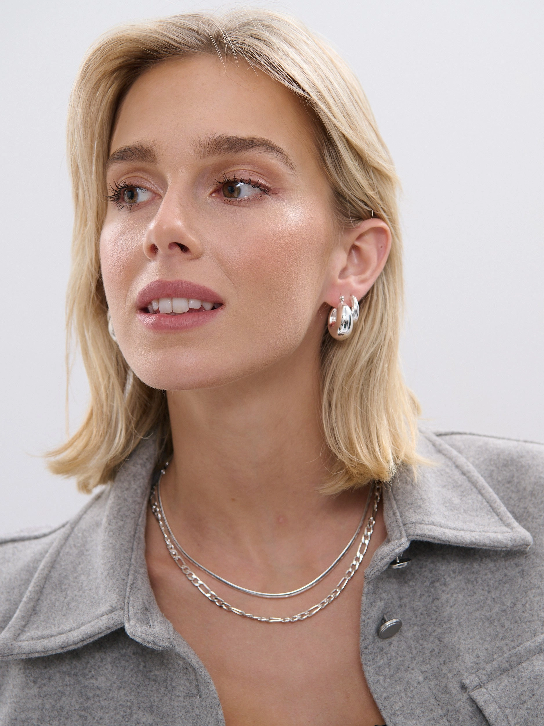 Forte Hoop Sterling Silver Plated Earrings