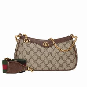 GG OPHIDIA SMALL SHOULDER BAG BEIGE AND DARK BROWN 25CM 735132 FABLE 9442