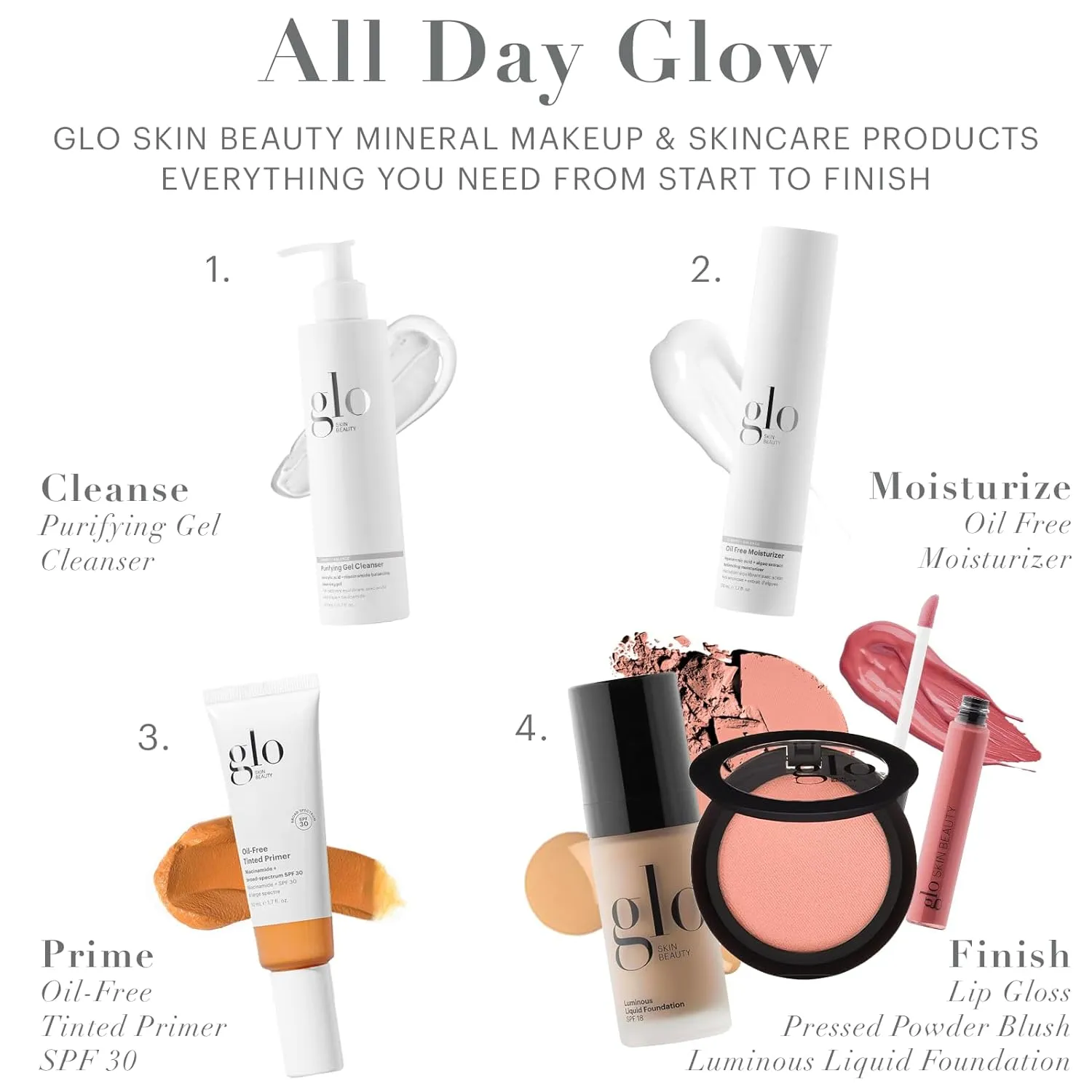 Glo Skin Beauty Luminous Liquid Mineral Foundation Makeup with SPF 18 (Café) - Improves Uneven Skin Tone, Smooths & Corrects Imperfections, Sheer to Medium Coverage, Dewy Finish