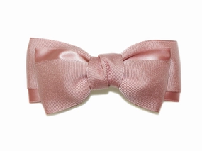 Grosgrain Satin Double Bow Barrette - Blush