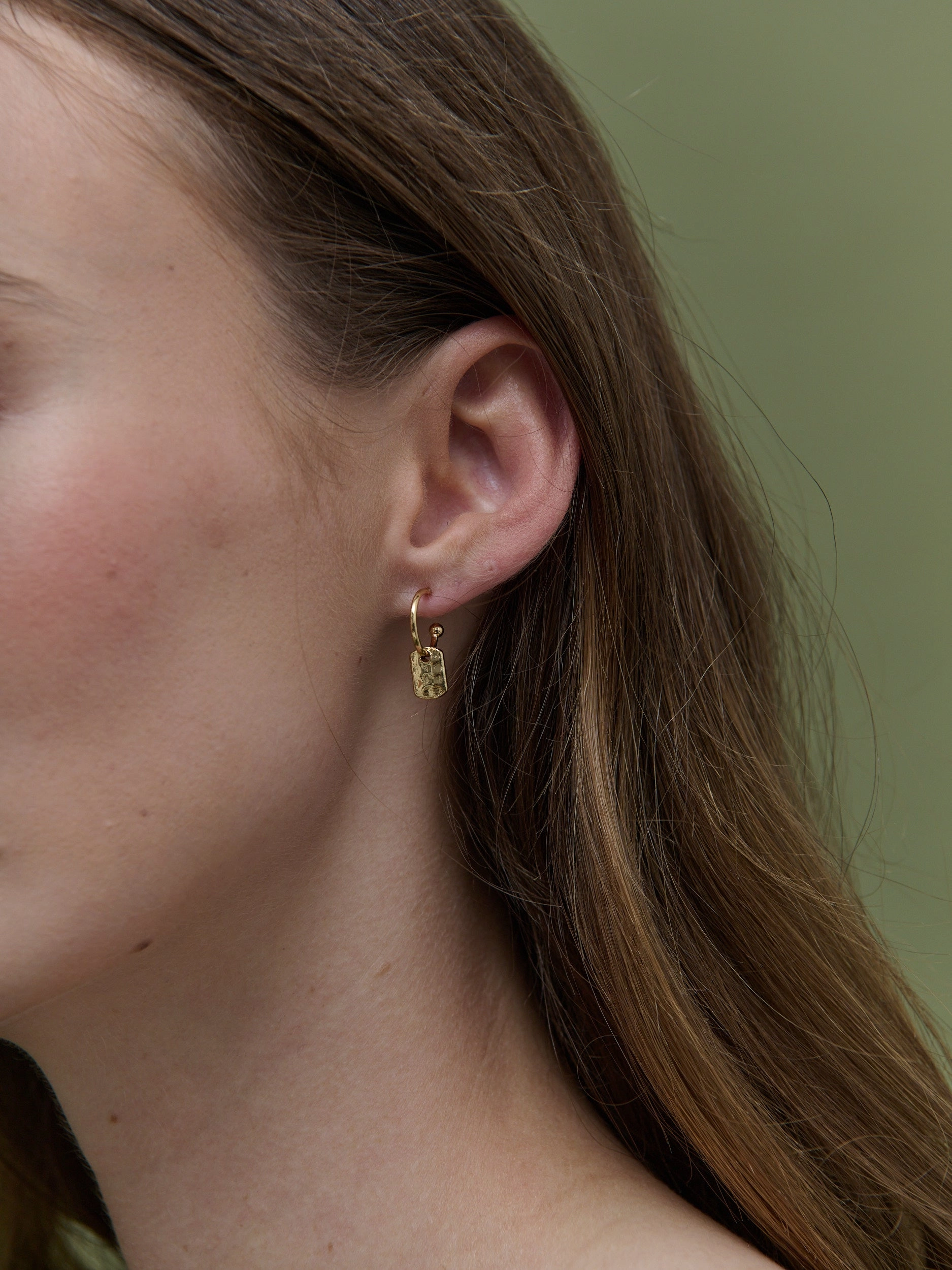 Hammered Drop 18K Gold Plated Earrings