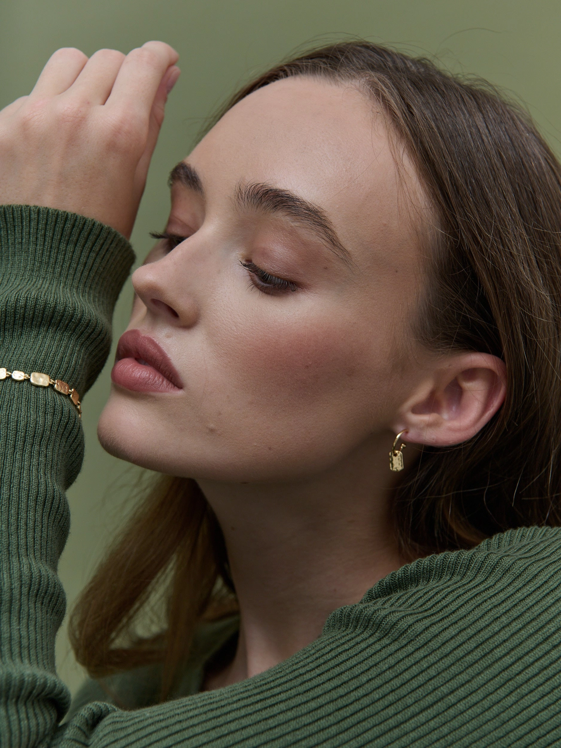 Hammered Drop 18K Gold Plated Earrings