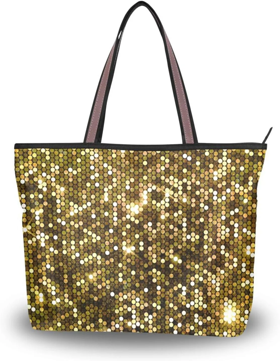 Handbag for Women Gold Glitter Shoulder Bag Gym Tote Travel Shopping Satchel