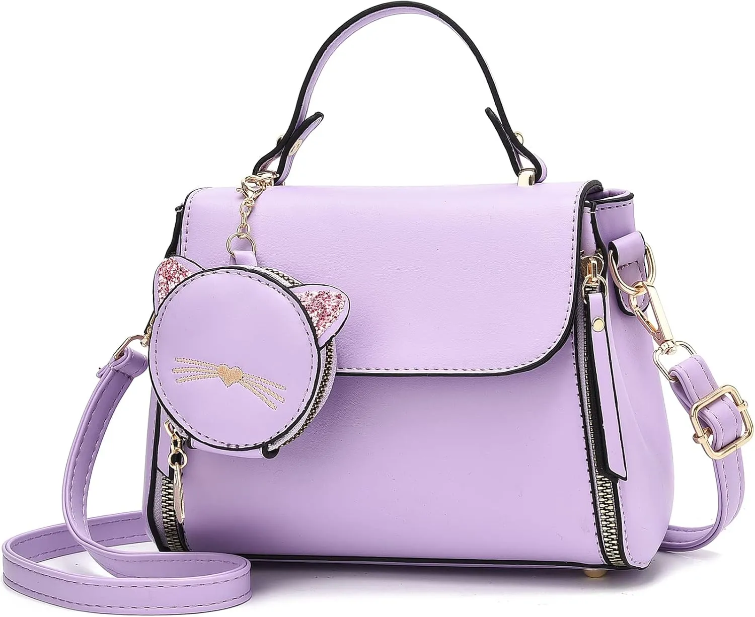 I IHAYNER Fashion Purses and Handbags for Women Top Handle Bag Girls Small Crossbody Shoulder Bag for Ladies with Kitty Purse
