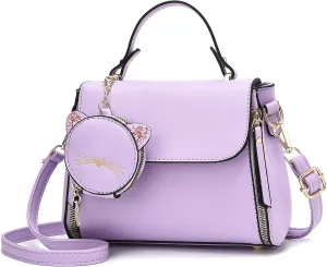 I IHAYNER Fashion Purses and Handbags for Women Top Handle Bag Girls Small Crossbody Shoulder Bag for Ladies with Kitty Purse