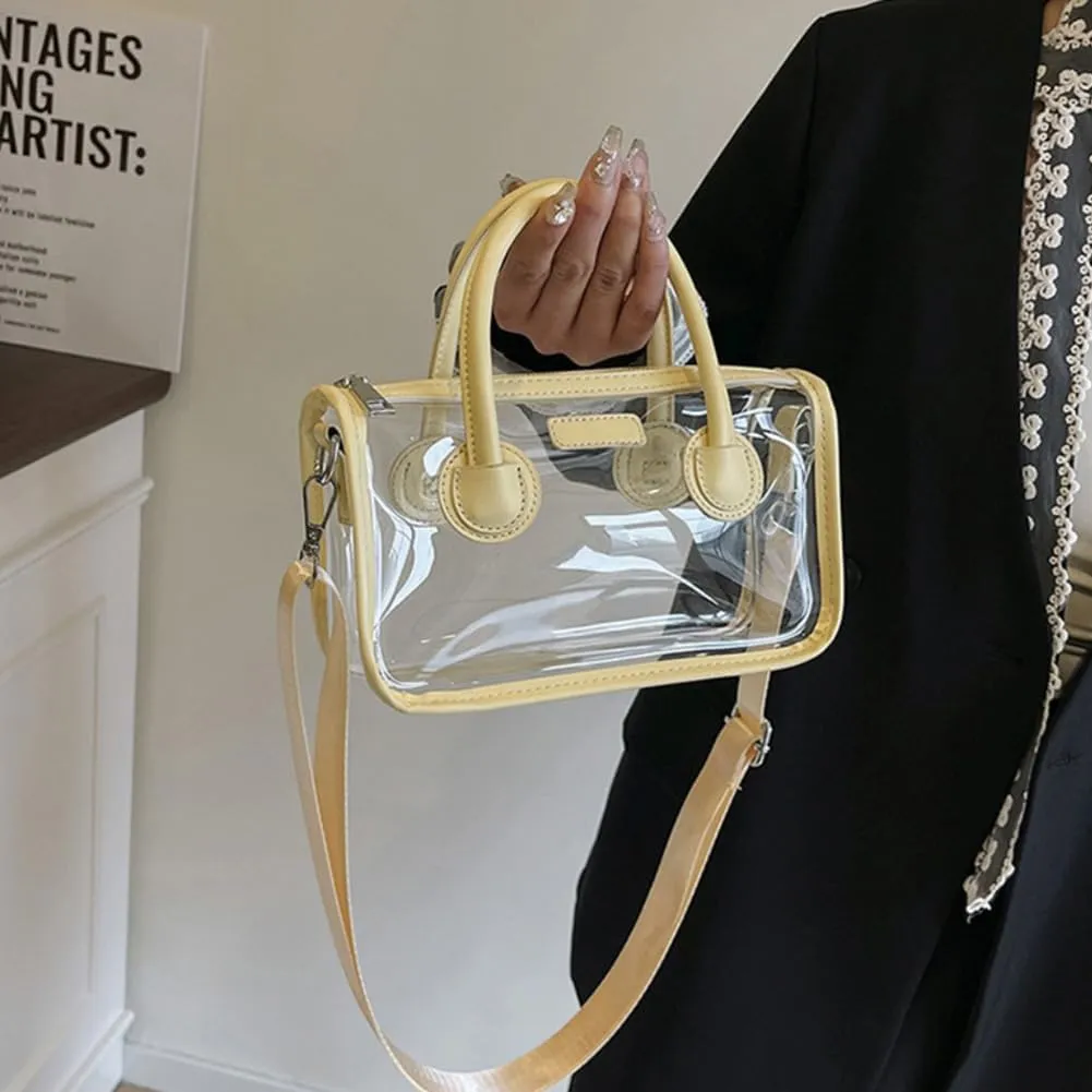 Ita bag Stadium Approved PVC Clear Purse, Top Handle Transparent Messenger Handbag with Removable Straps for Men and Women