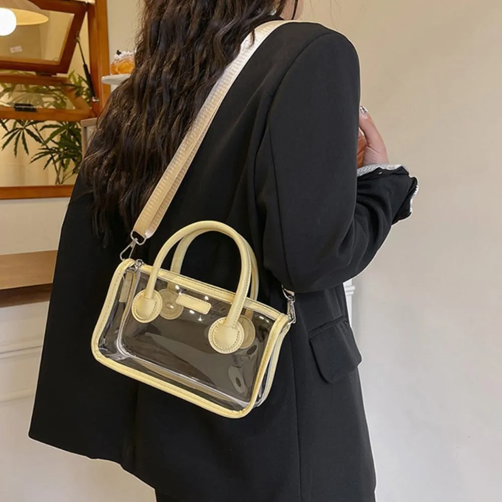 Ita bag Stadium Approved PVC Clear Purse, Top Handle Transparent Messenger Handbag with Removable Straps for Men and Women