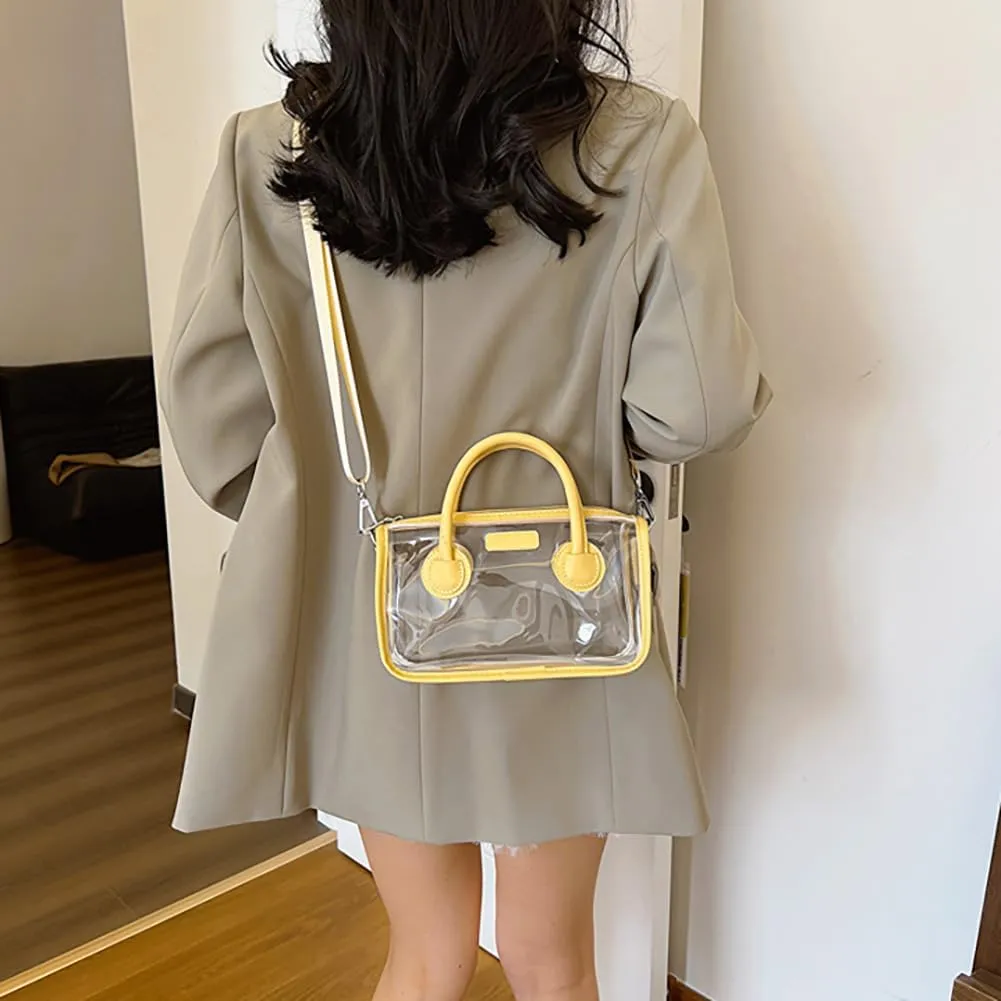 Ita bag Stadium Approved PVC Clear Purse, Top Handle Transparent Messenger Handbag with Removable Straps for Men and Women