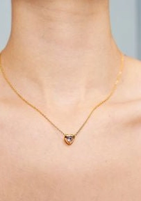 Jewel Heart 18k Gold Plated Necklace