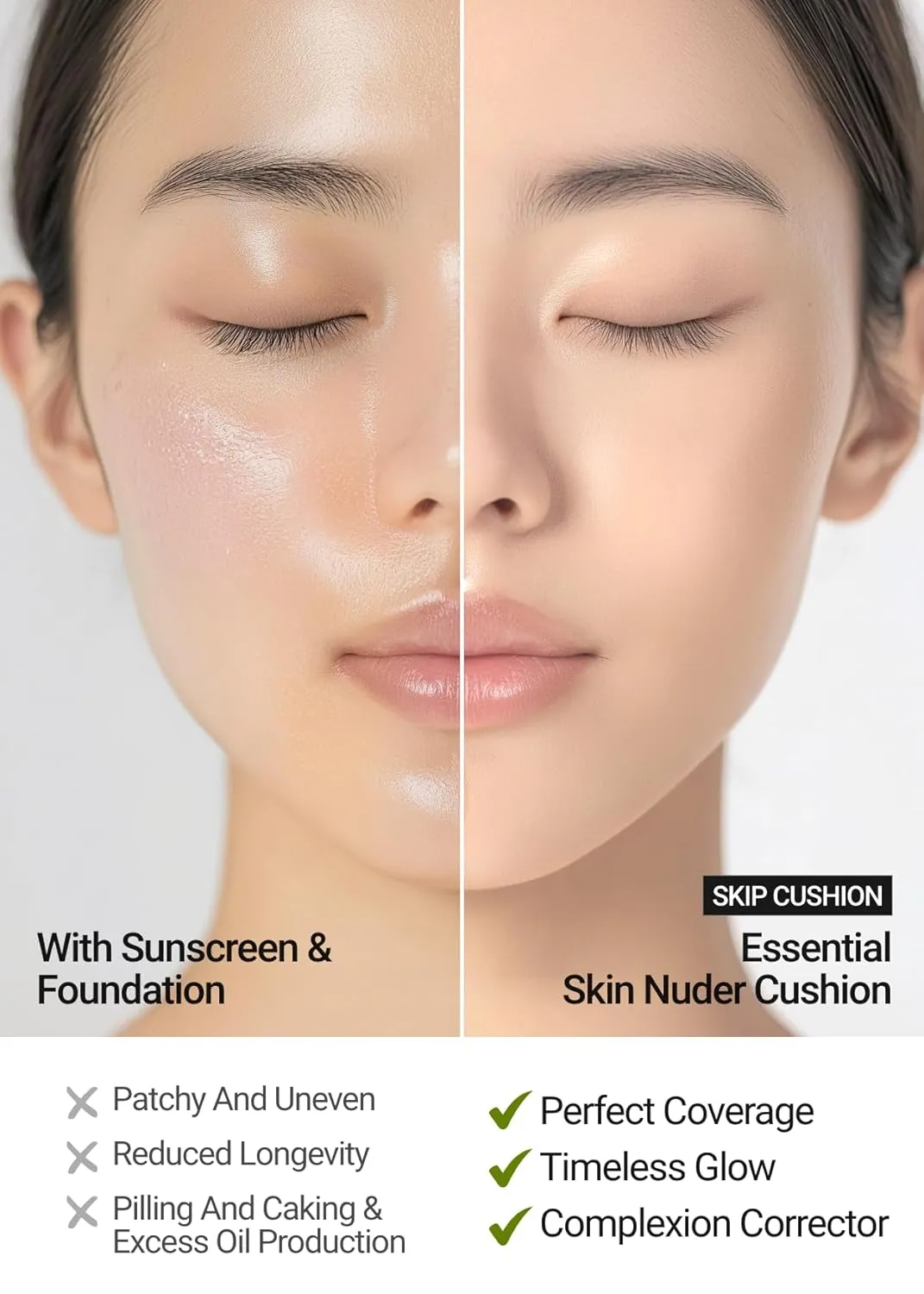 [JUNGSAEMMOOL OFFICIAL] Essential Skin Nuder Cushion (Medium Deep) | Refill Included | Natural Finish | Buildable Coverage | Makeup Artist Brand | Cream Foundation