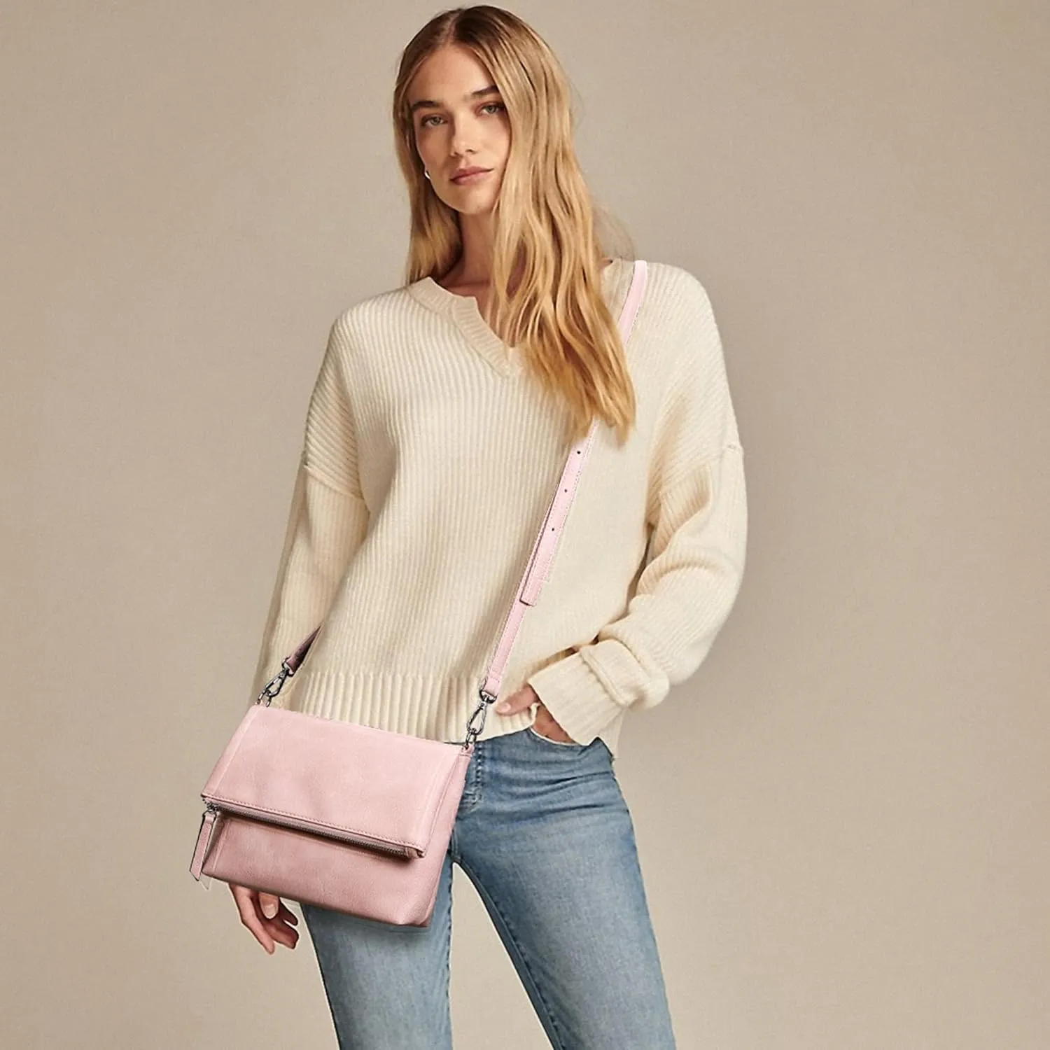 KALIDI Vintage Vegan Leather Crossbody Bag PU Shoulder Bag Handbag Multiple Pockets Adjustable Removable Strap Women