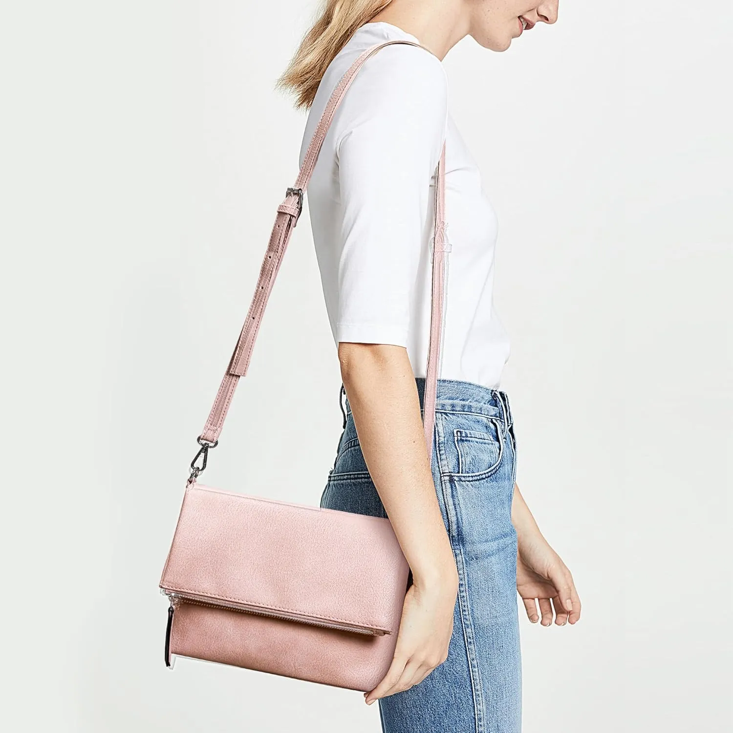 KALIDI Vintage Vegan Leather Crossbody Bag PU Shoulder Bag Handbag Multiple Pockets Adjustable Removable Strap Women